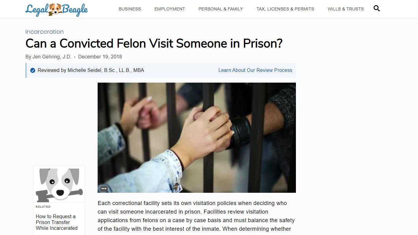 Can a Convicted Felon Visit Someone in Prison? | Legal Beagle